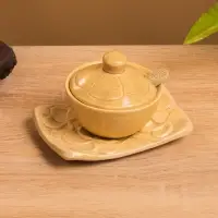 Соусник с крышкой на подставке &laquo;Классика&raquo;, 11&times;8&times;7 см, керамика, бежевый