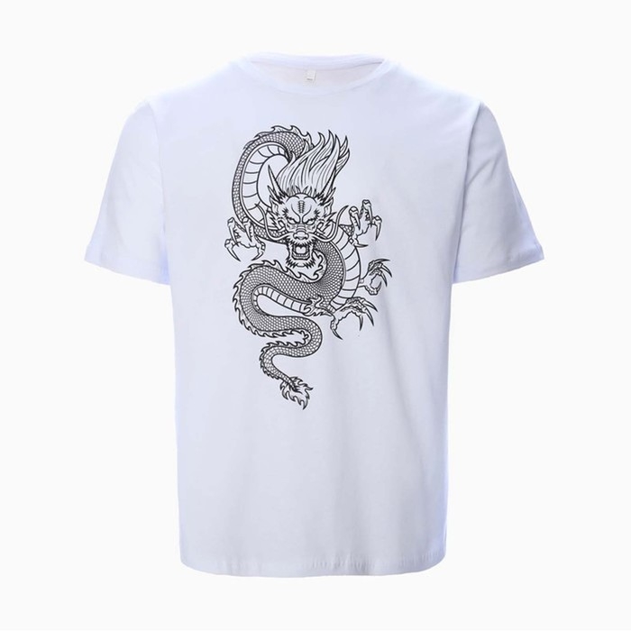 Футболка мужская &laquo;Дракон&raquo;, цвет белый/принт чёрный, размер 48