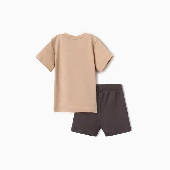 Костюм: футболка и шорты Крошка Я Dino, рост 68-74 см, бежевый/серый Костюм: футболка и шорты Крошка Я Dino, рост 68-74 см, бежевый/серый