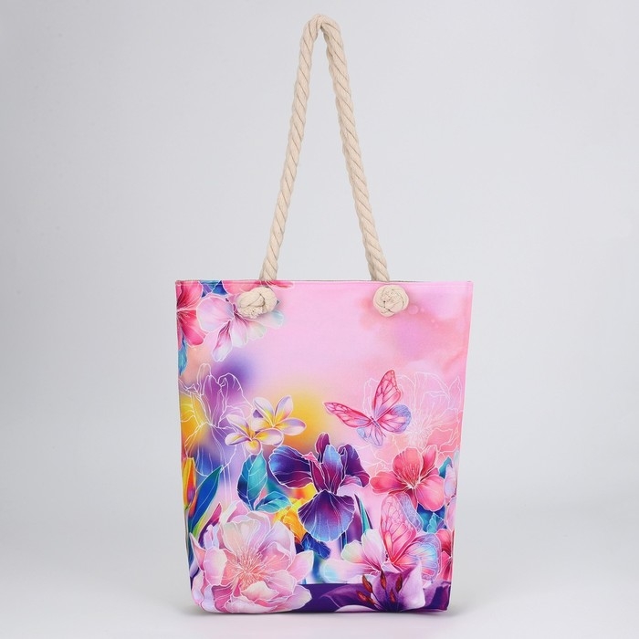 Сумка женская пляжная Сумка женская пляжная "Цветы", 35х40 см