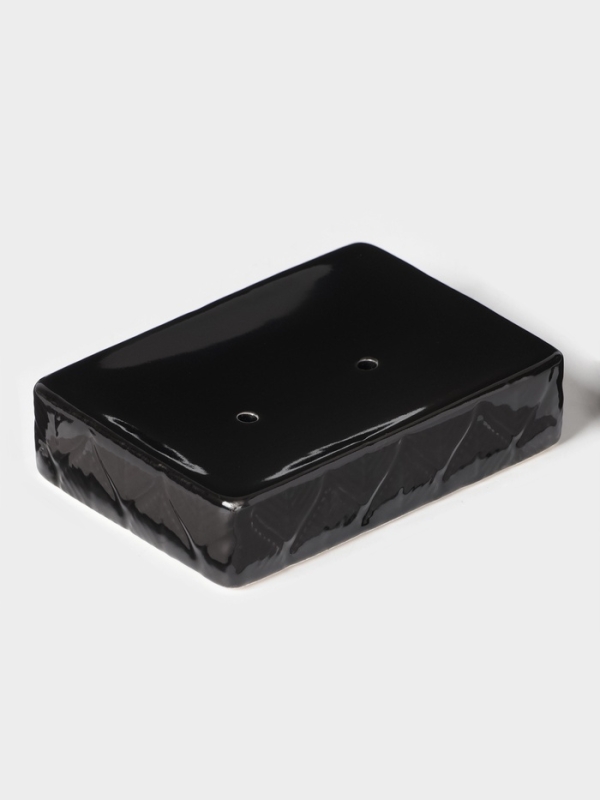 Набор для ванной &laquo;Лепесток&raquo;, 3 предмета, дозатор для мыла, стакан, мыльница, чёрный