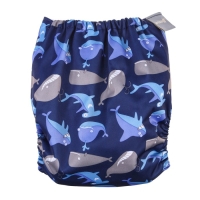 Многоразовый подгузник &laquo;Киты&raquo;, 3-15 кг, цвет синий, Крошка Я
