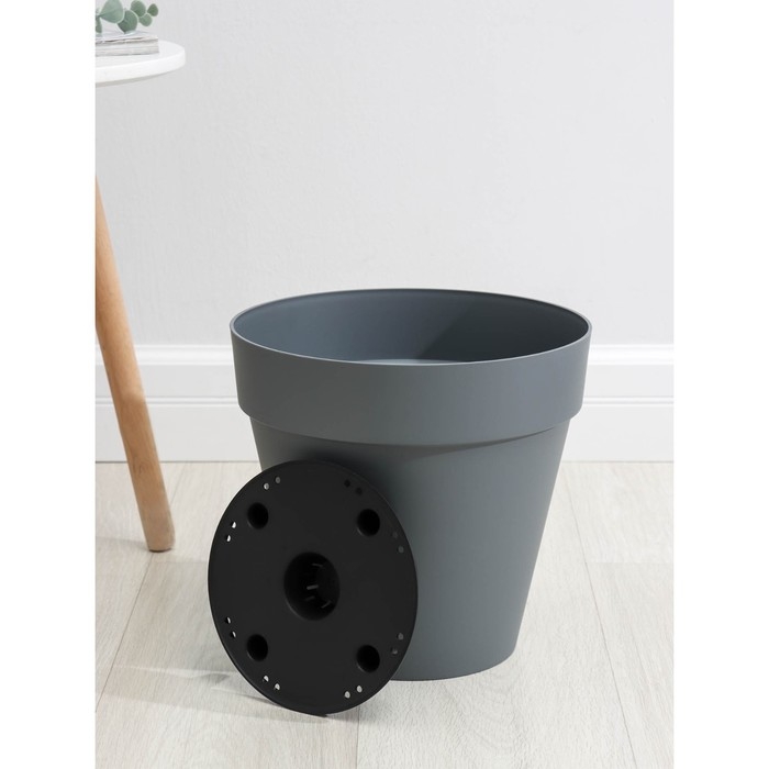 Кашпо для цветов со вставкой Tarragon, 10 л, d=28 см, h=26,2 см, цвет серый Кашпо для цветов со вставкой Tarragon, 10 л, d=28 см, h=26,2 см, цвет серый