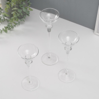 Подсвечник стекло набор 3 шт "Тет-а-тет" высота 26см, 23 см, 20 см Подсвечник стекло набор 3 шт "Тет-а-тет" высота 26см, 23 см, 20 см