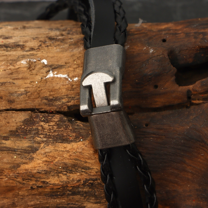 Браслет мужской «Стиль» череп, цвет чёрный с серебром, 20 см Браслет мужской «Стиль» череп, цвет чёрный с серебром, 20 см