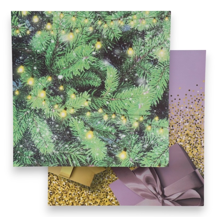 Фотофон двусторонний картон плотность 350 гр Фотофон двусторонний картон плотность 350 гр "Ёлочные ветки и подарки" 50х50 см