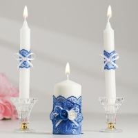 Комплект на стол молодожёнов "Гармония", синий Комплект на стол молодожёнов "Гармония", синий