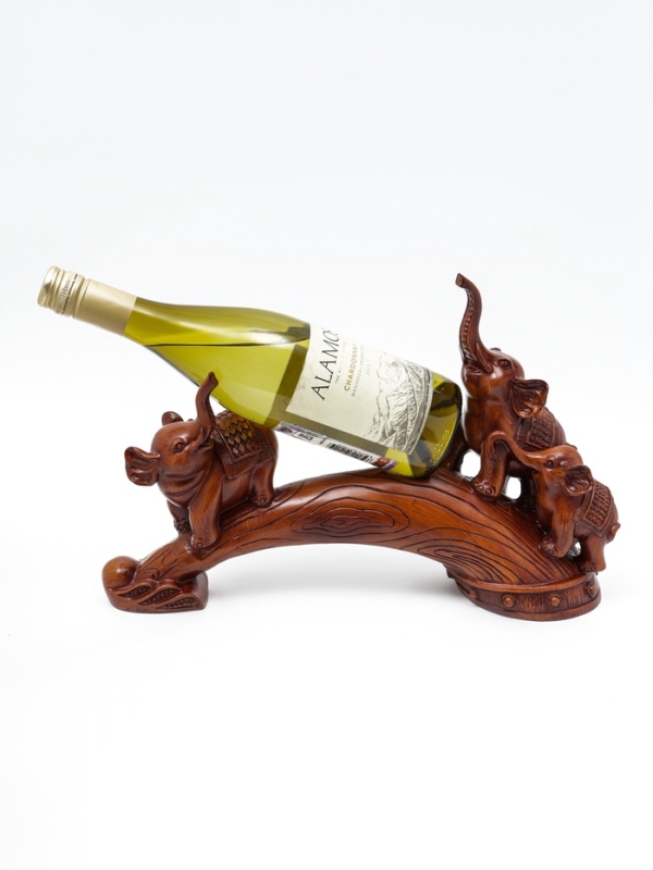 Подставка для бутылки "Два слона" под дерево, 36х10х25см