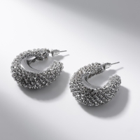 Серьги со стразами &laquo;Блеск&raquo; кольца, белые в серебре