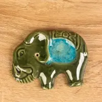 Подставка под благовония "Слон" керамика, цв. зелёный, 8х6,5х1 см