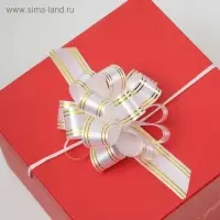 Бант - шар № 3 золотая полоса, белый