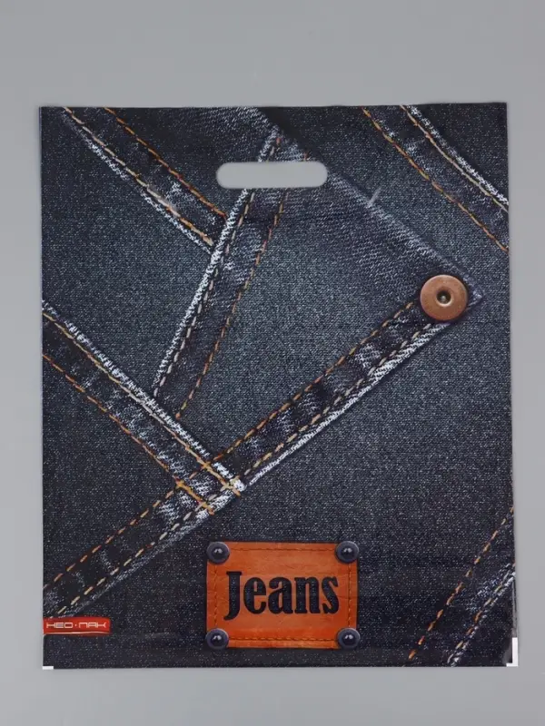 Пакет "Джинсы , полиэтиленовый с вырубной ручкой 38х45 см, 60 мкм