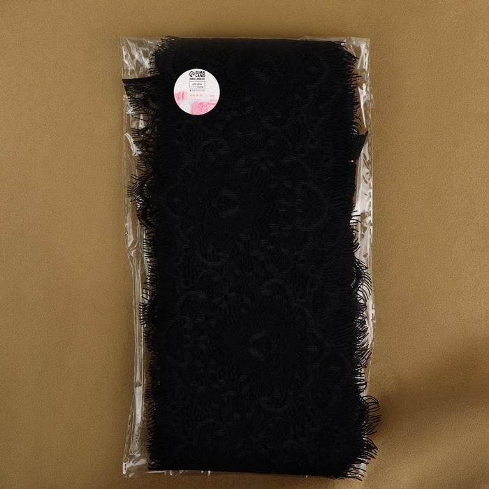 Кружево реснички, 100 мм &times; 9 &plusmn; 0,5 м, в бобине 3 шт по 3 м, цвет чёрный