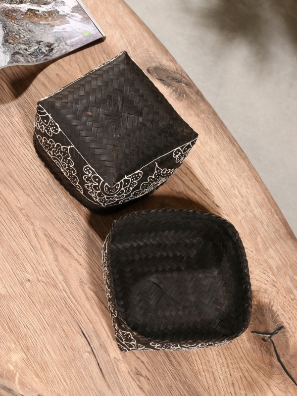 Корзинка плетеная "Бонтанг" бамбук 16х16х12 см, тёмная