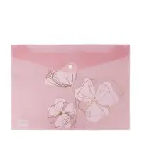 Папка-конверт на кнопке формат А4 180мкр блестящая МИКС Цветы  (штрихкод на штуке)