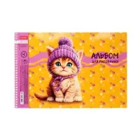 Альбом д/рис А4 40л на спирали Hatber "Мы-котики!", выб лак, перфорац, 4В МИКС