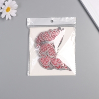 Наклейка бумага, пластик "Цветочные красные бабочки" блёстки набор 12 шт 12 см, 10 см 8 см   1052425