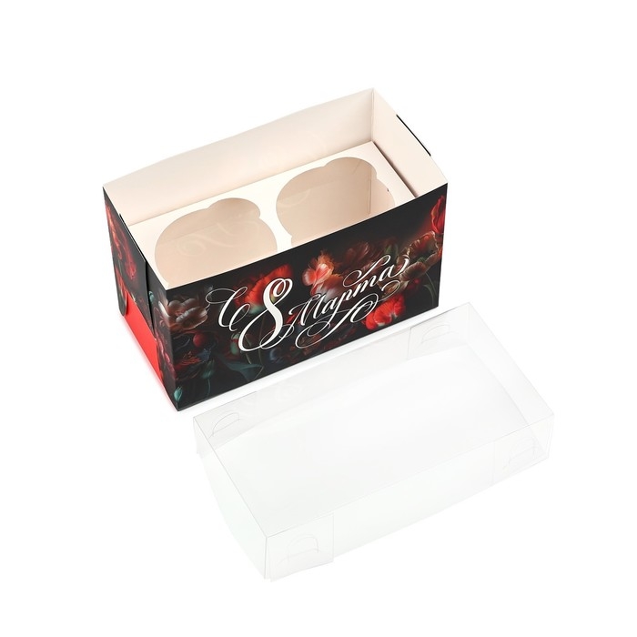 Коробка для капкейка &laquo;8 марта&raquo;, 16 х 8 х 10 см