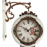 Часы настенные интерьерные двухсторонние, плавный ход, 27&times;8 см, циферблат d-19 см, белые