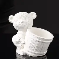 Кашпо "Медведь с горшочком" 9х10х6 см, натуральный