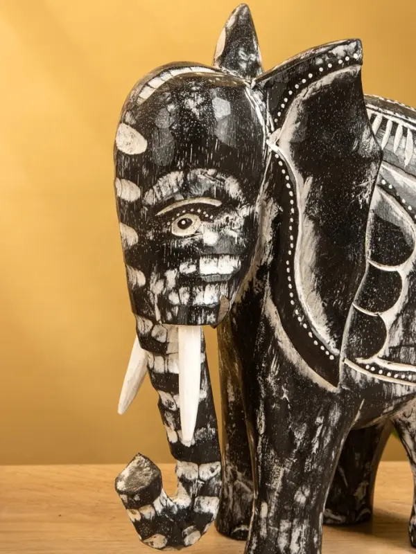 Сувенир "Слон" дерево 24х9х30 см, цв. чёрно-белый