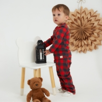 Костюм: джемпер и брюки Крошка Я "Клеточка", рост 74-80 см, красный