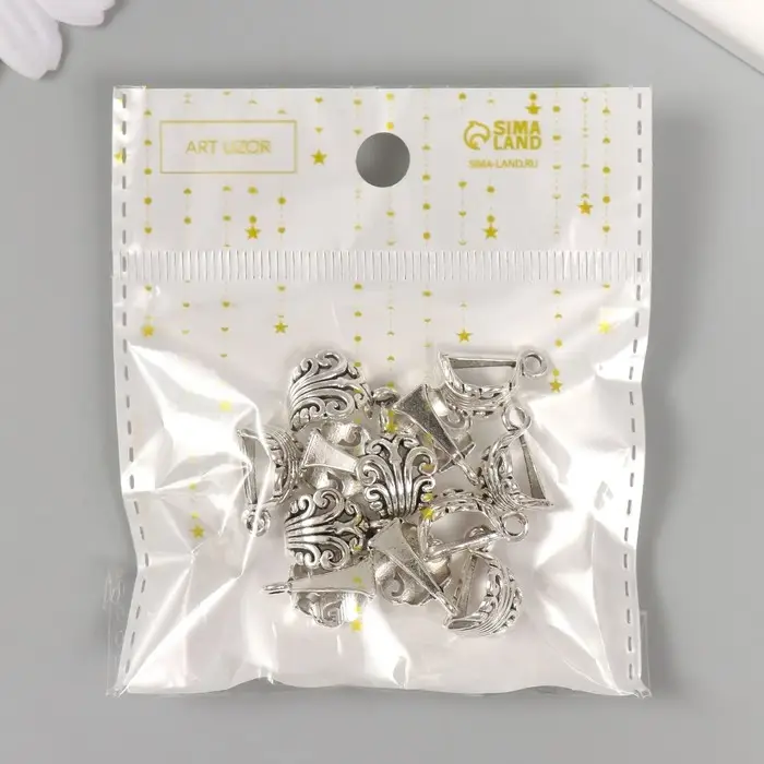 Бейл (держатель д/кулона) металл д/творчества "Пышный цвет" серебро G145B578 1,7х1,2 см