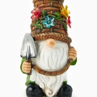 Садовая фигура "Гном с лопатой", 14х13.5х24 см, с подсветкой Садовая фигура "Гном с лопатой", 14х13.5х24 см, с подсветкой