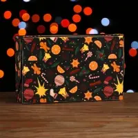 Коробка складная &laquo;Новогодние угощения&raquo;, 20&times;12&times;4 см