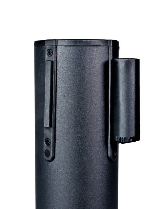 Стойка ограждения черн с вытяжной лентой-470см КРАСНАЯ,высота-90см,d- 8см,напольный d-35см