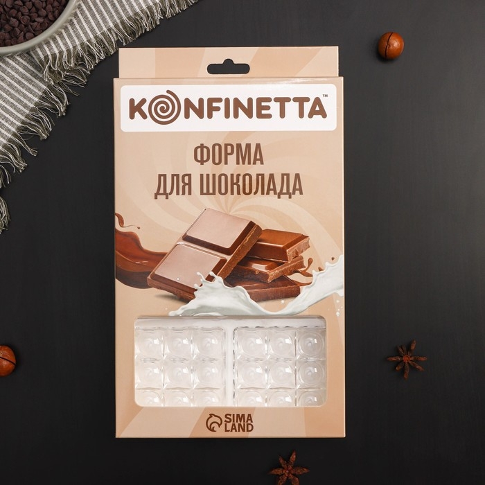 Форма для шоколада и конфет KONFINETTA &laquo;Поп-ит&raquo;, 6 ячеек, 27,5&times;17,5&times;2,5 см, ячейка 7&times;7 см