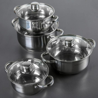 Набор кастрюль &laquo;Гретта&raquo;, 4 предмета: 1,6 л, 2,2 л, 3,2 л, 4,2 л, стеклянные крышки, капсульное дно, индукция