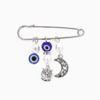 Булавка оберег &laquo;На счастье и удачу&raquo;, 5см, цвет синий в серебре