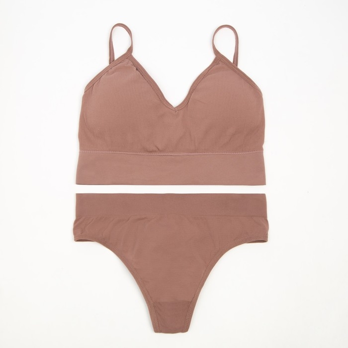 Комплект женский (топ, трусы) цвет кофе, размер 42-44