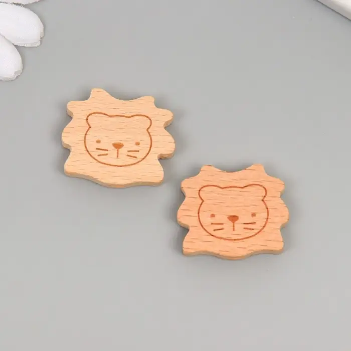 Бусина для творчества дерево "Львенок" 3,1х2,6 см