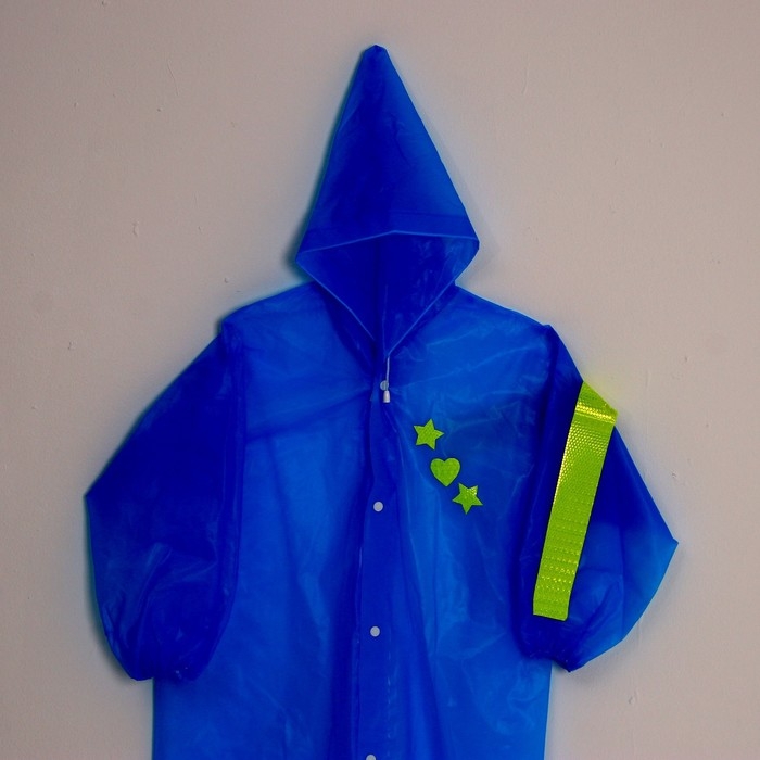 Дождевик детский со светоотражающими элементами, цвет синий (120-160 см)
