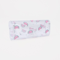 Футляр для очков на кнопке, длина 15,6 см, цвет розовый/прозрачный