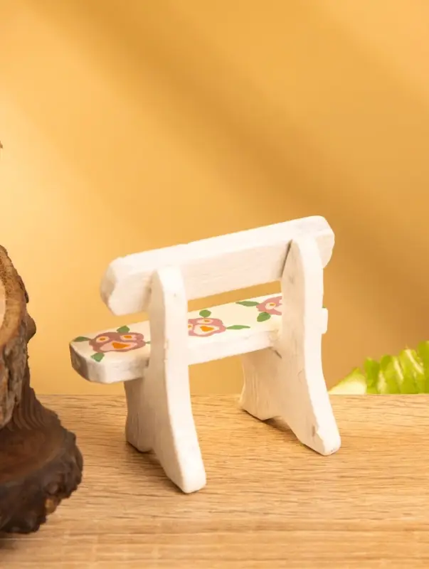 Сувенир дерево "Скамейка с цветами" цв. белый, 6,5х3,5х6 см