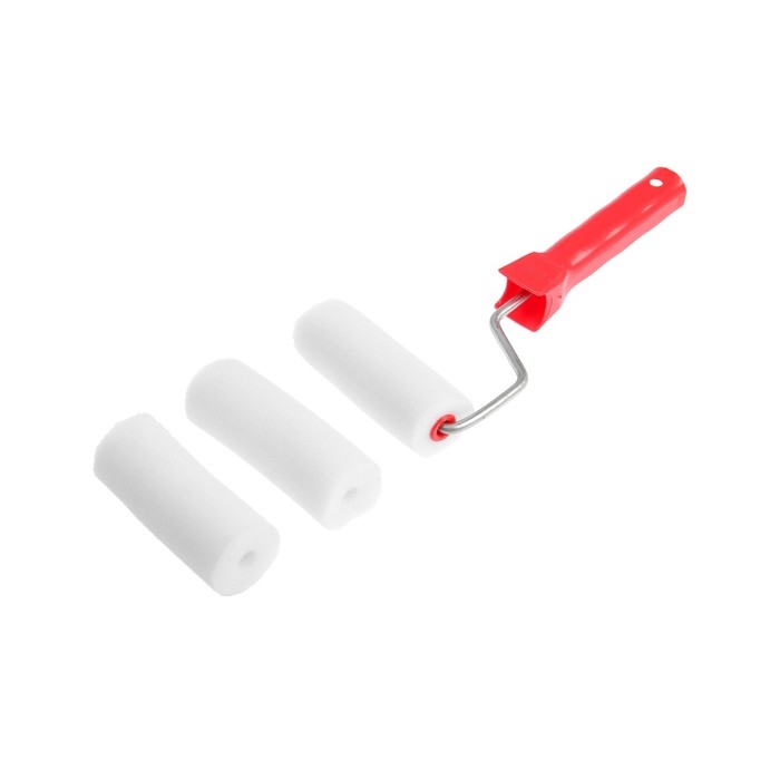 Валик ЛОМ, поролон, 100 мм, рукоятка d=6 мм, D=16 мм, 2 запасных шубки Валик ЛОМ, поролон, 100 мм, рукоятка d=6 мм, D=16 мм, 2 запасных шубки