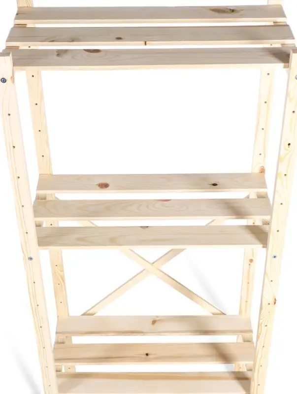 Стеллаж деревянный, 4 полки, 140&times;50&times;28 см, напольный, с регулируемыми полками