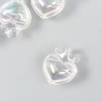 Бусина для рукоделия и плетения &laquo;Арт Узор. Сердечко с короной прозрачный перламутр&raquo;, пластик, 2.1&times;1.4&times;2.5 см