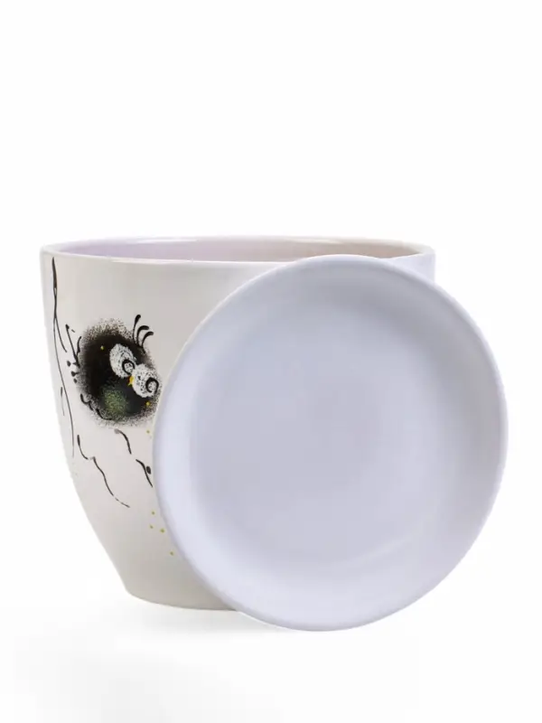 Набор горшков цветочный поддоном 4 шт 0,4 / 1 / 2,5 / 5 л керамика Птички бел