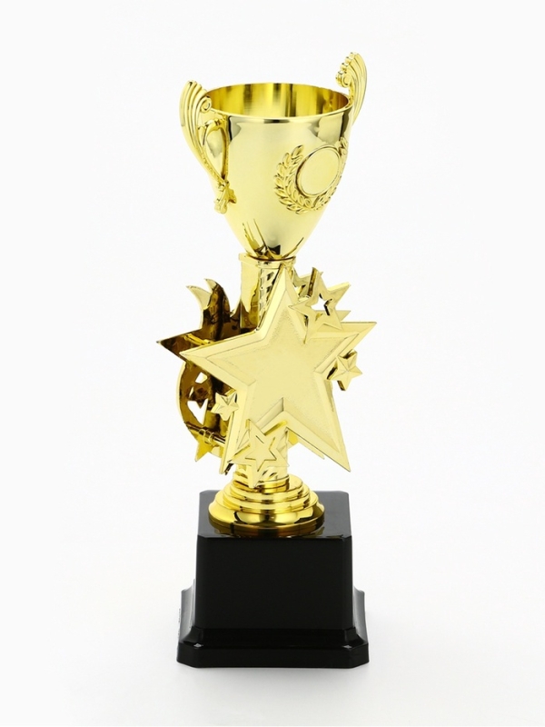 Кубок 193, наградная фигура, золото, подставка пластик, 23 х 9 х 7.5 см