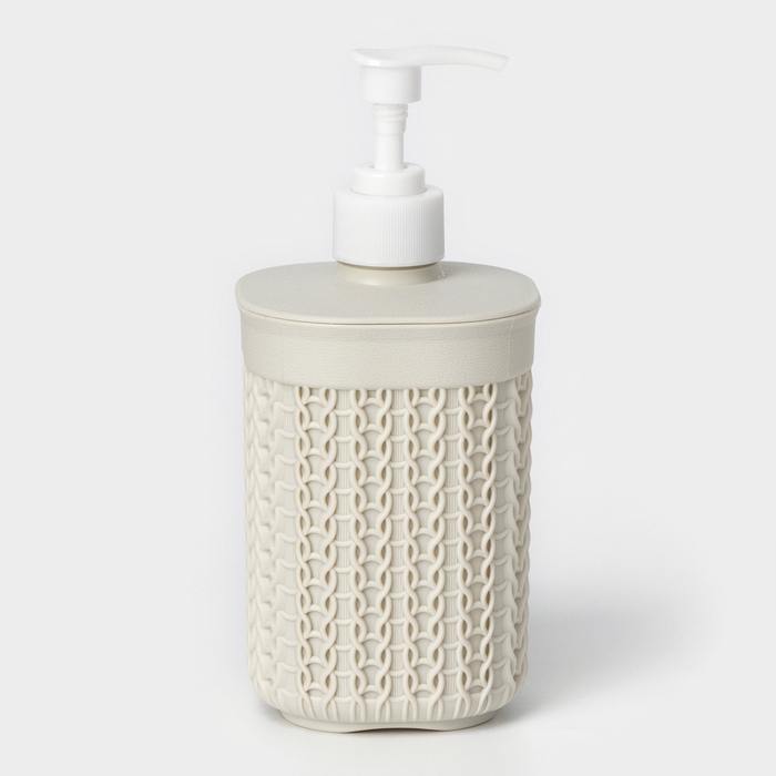 Дозатор для мыла &laquo;Вязание&raquo;, 500 мл, цвет белый ротанг