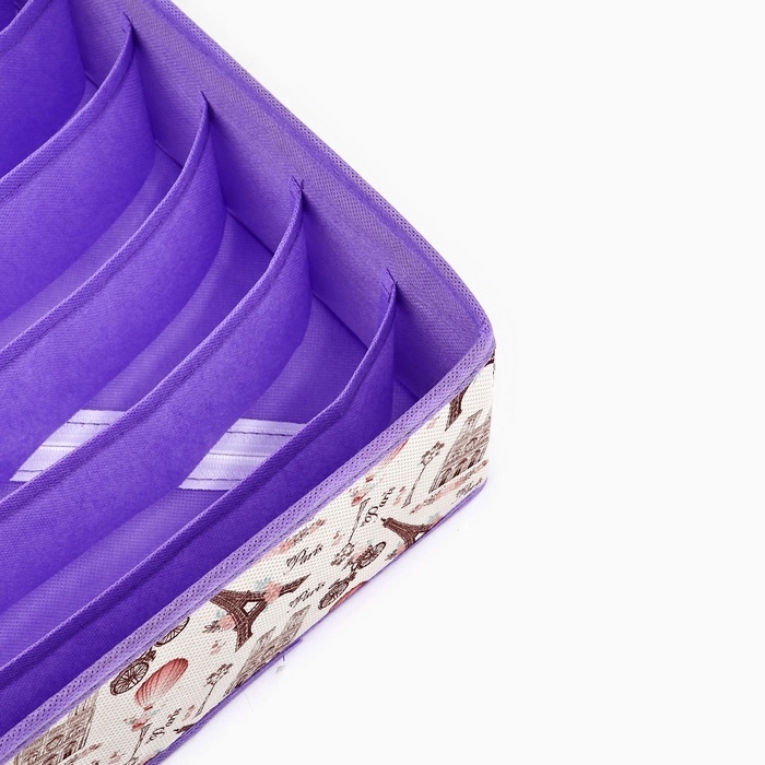 Органайзер для хранения, кофр для белья 7 ячеек Органайзер для хранения, кофр для белья 7 ячеек "Париж", 32 х 32 х 10 см