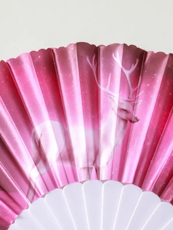 Веер пластик, текстиль "Олени" МИКС широкие лопасти 23 см