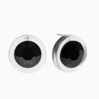 Серьги "Кристалл" круг, цвет прозрачно-чёрный