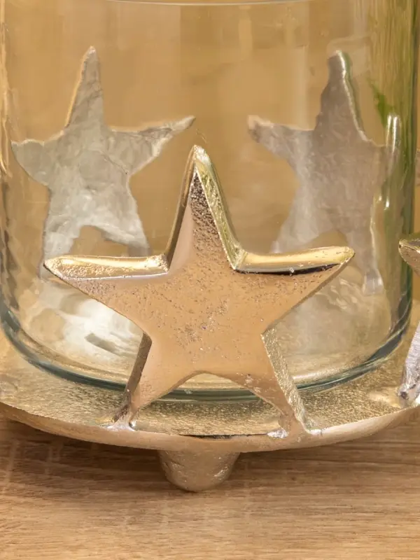 Подсвечник со стеклом"Созвездие" алюминий 11х11х12 см