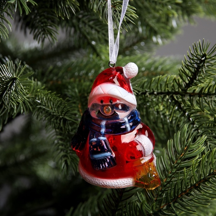 Ёлочная игрушка &laquo;Снеговик&raquo;, 8 см, от батареек, свечение мульти (RGB)