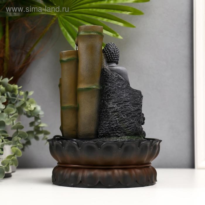 Фонтан настольный от сети Фонтан настольный от сети "Серый будда и фонтан из бамбука" 28х20,5х20,5 см